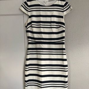 JCrew Midi Tweed Dress (white and navy)